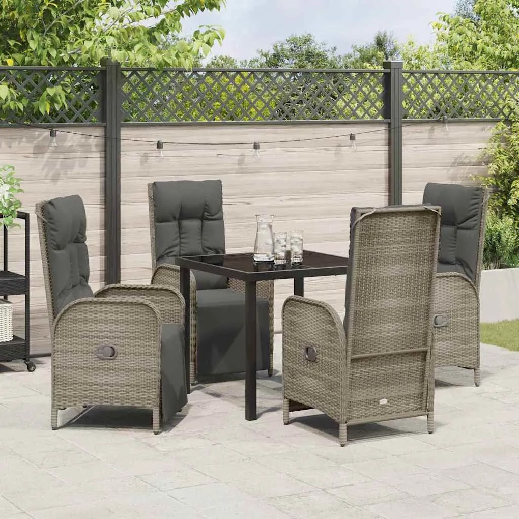 Conjunto de Jantar Jardim com 5 Peças e Almofadas em Rattan Sintético