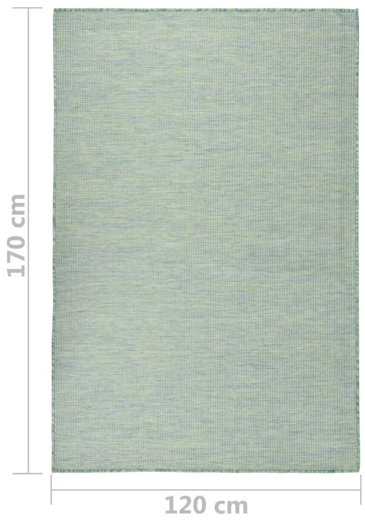 Tapete de tecido plano para exterior 120x170 cm turquesa