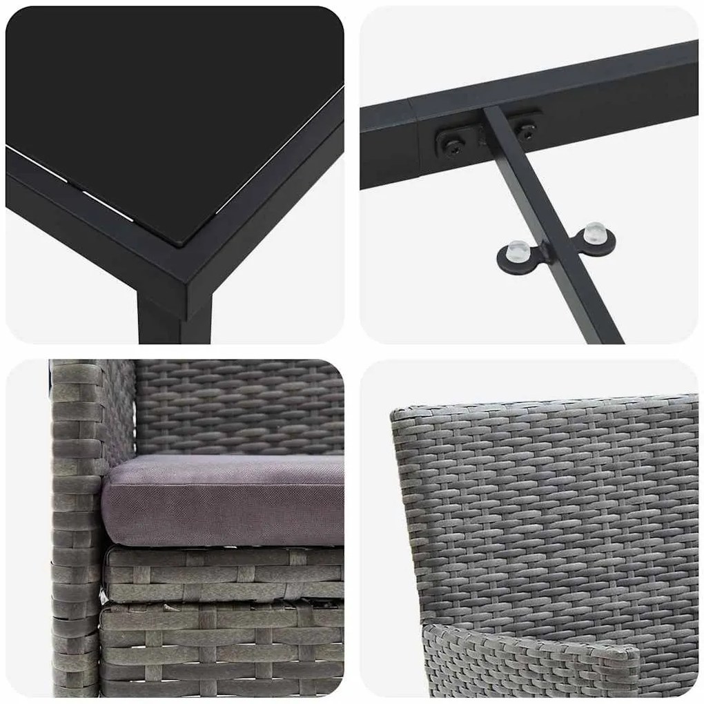 Conjunto de Jantar de Jardim 5 Peças em Rattan Sintético Cinza