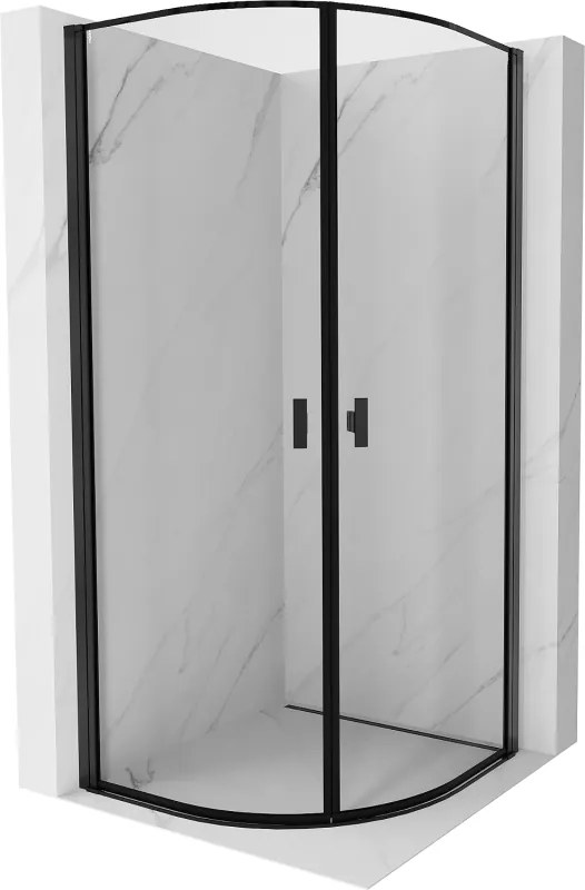 Mexen Mist cabine de duche semicircular articulada 70 x 70 cm, moldura preta, preta - 8A31-070-070-70-70