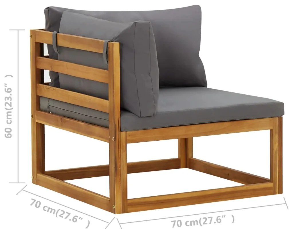 Sofás de canto seccionais c/ almofadões 2 pcs cinzento-escuro