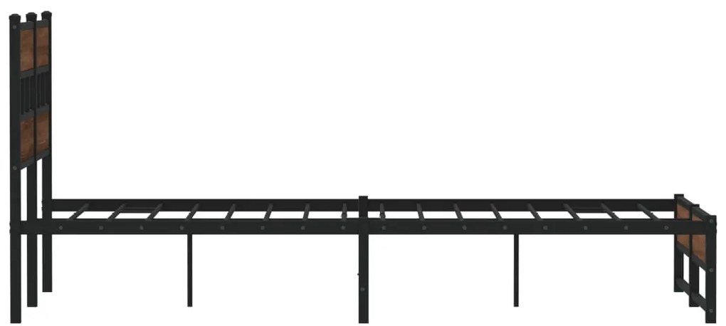 Estrutura de cama sem colchão 120x190cm metal carvalho castanho