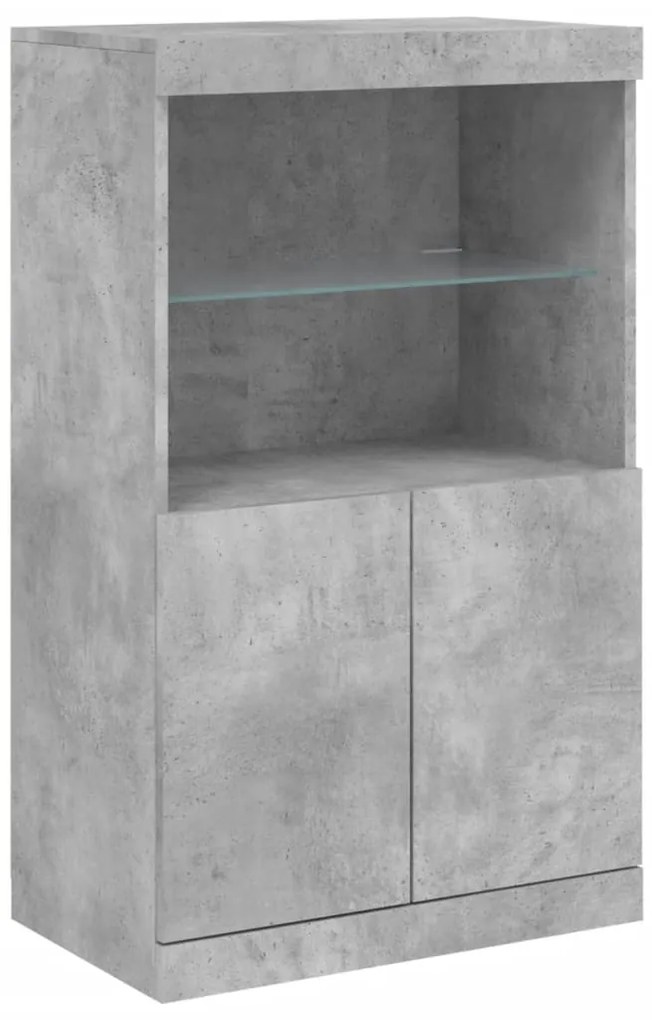 Aparador com luzes LED 181,5x37x100 cm cinzento cimento