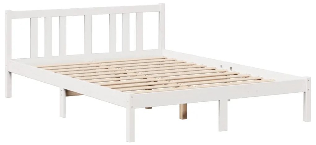 Cama com estante sem colchão 160x200 cm pinho maciço branco