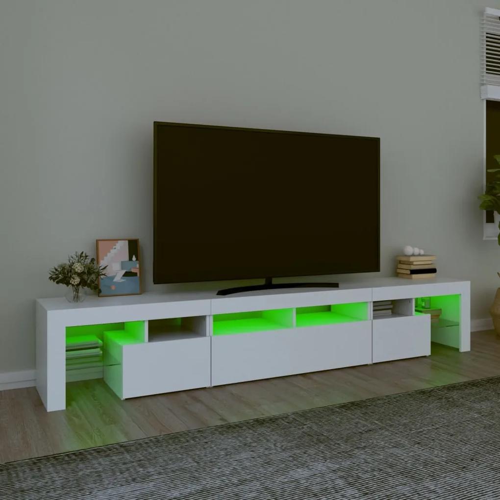 Móvel de TV com luzes LED 230x36,5x40 cm branco