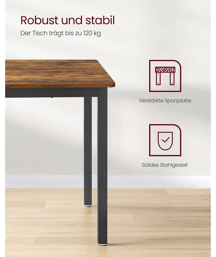 Mesa de jantar para 4 pessoas 70 x 110 x 77 cm Castanho Vintage-preto