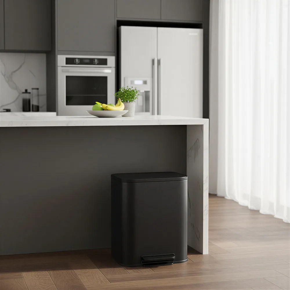 Caixote do lixo de 20 l com caixote interior 6,6 x 30 x 42,5 cm Preto