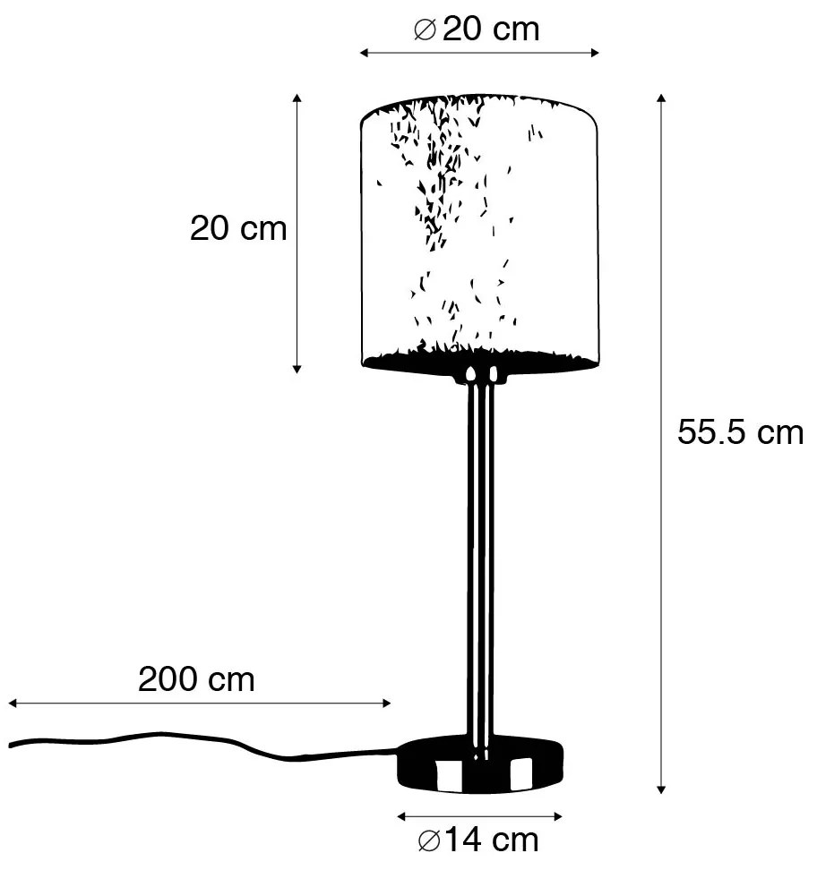 Candeeiro de mesa clássico latão com abajur boucle branco 20 cm - Simplo Design