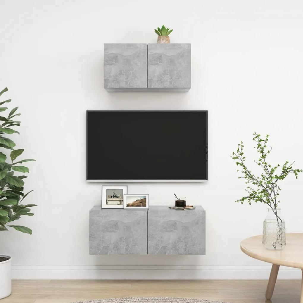 Móvel de TV de Parede Valqui de 2 Módulos - Cinzento Cimento - Design