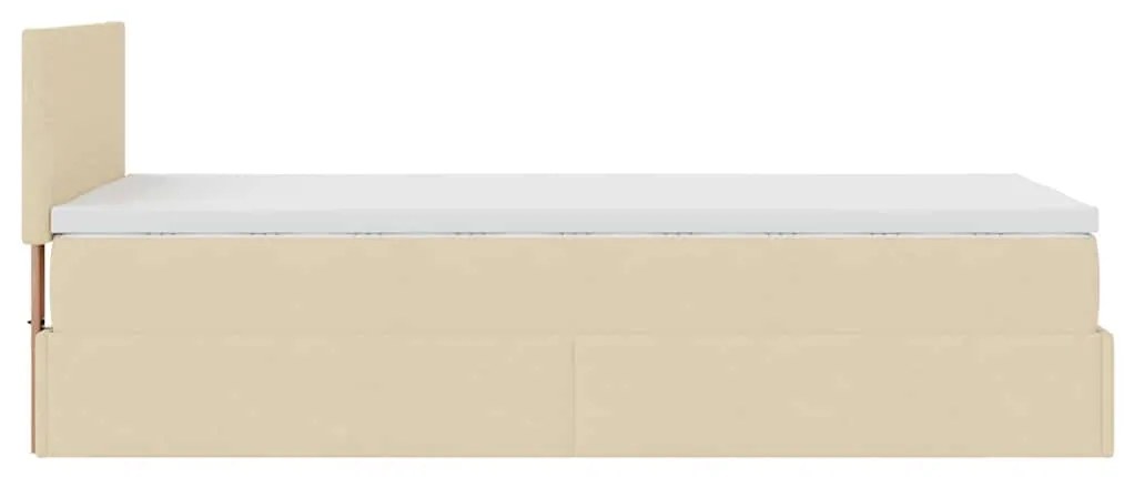 Cama otomana com colchão 100x200 cm tecido creme
