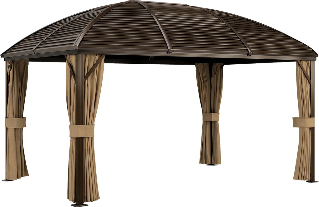 Outsunny Pavilhão de jardim, Tenda para festas, Tenda de evento, 4 x painéis laterais duplos, impermeável, 2 ganchos para lanternas, aprox. 4 x 3 x 2,8 m, Marrom | Aosom Portugal
