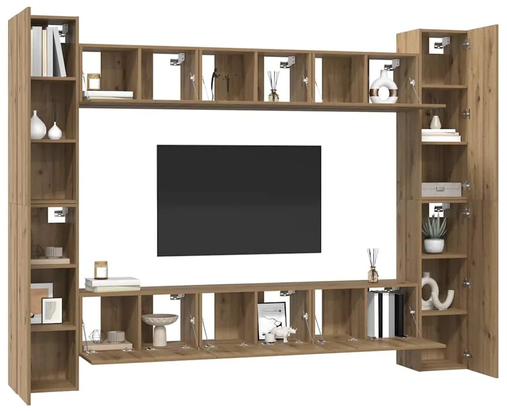 Conjunto de móvel de TV 10 pcs carvalho artisiano