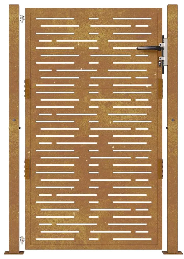 Portão de jardim 105x130 cm aço corten design quadrados