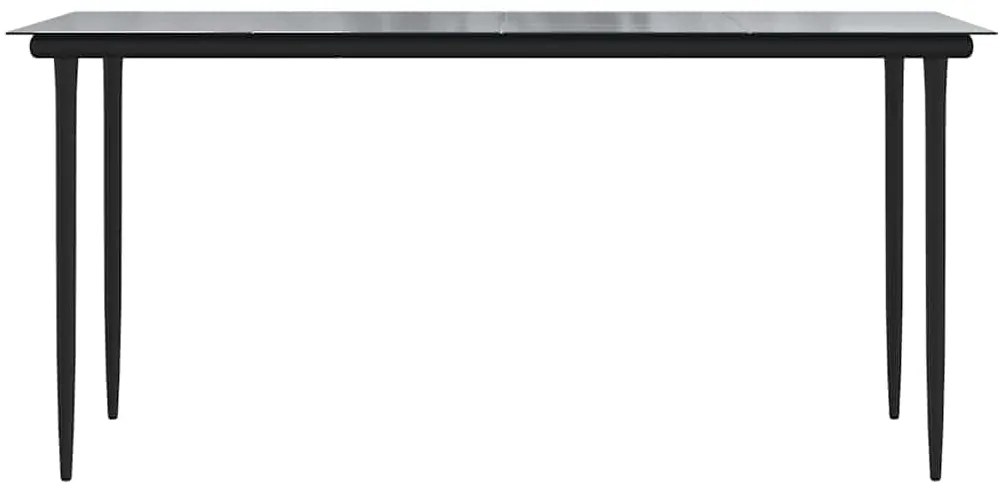 Conjunto de jantar jardim 7 peças almofadas vidro vime PE preto