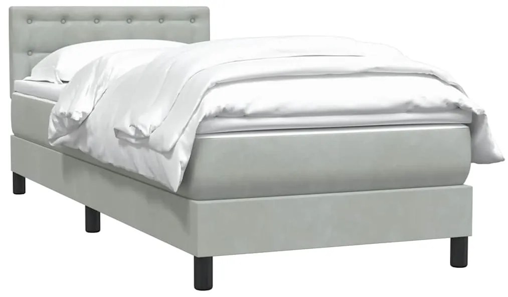Cama com molas/colchão cinzento-claro 80x210 cm veludo