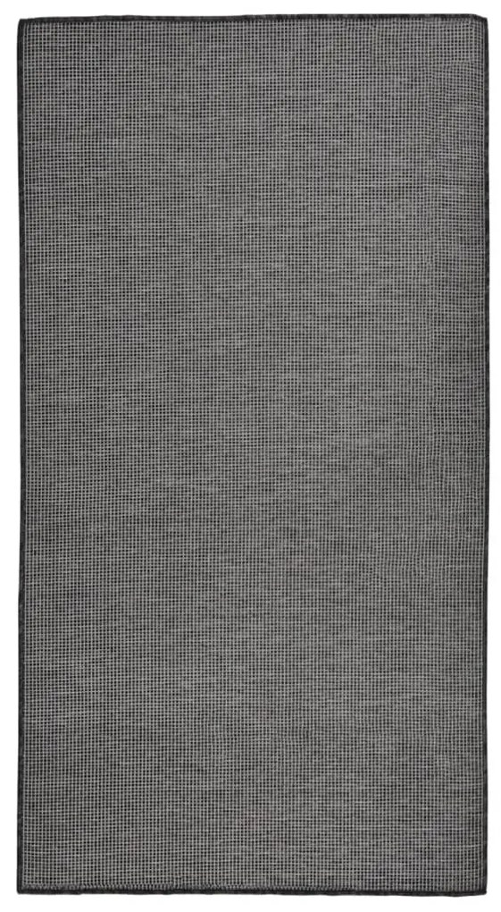 vidaXL Tapete de tecido plano para exterior 80x150 cm cinzento