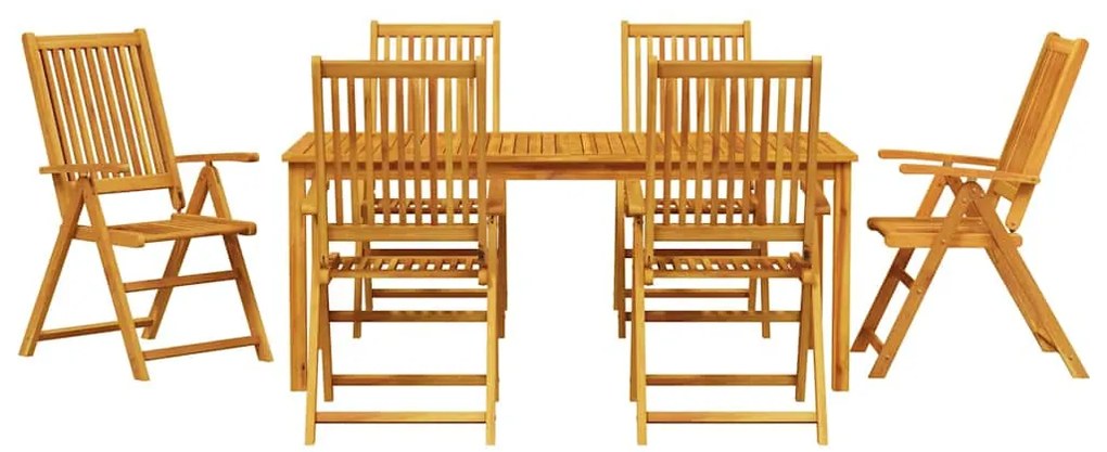 Conjunto de Jantar de Jardim de 7 Peças em Madeira de Acácia Sólida e
