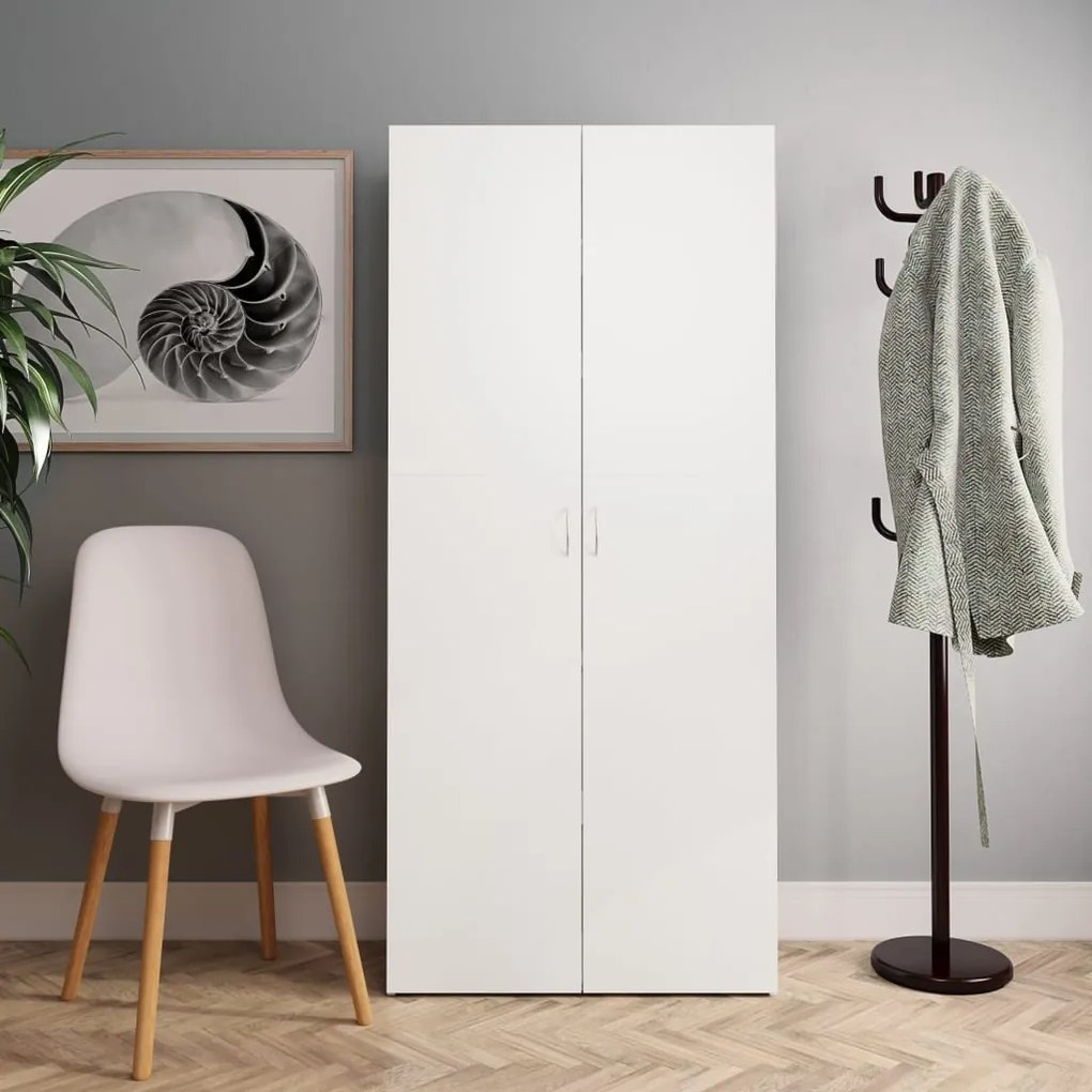 800288 vidaXL Armário para sapatos 80x35,5x180 cm aglomerado branco
