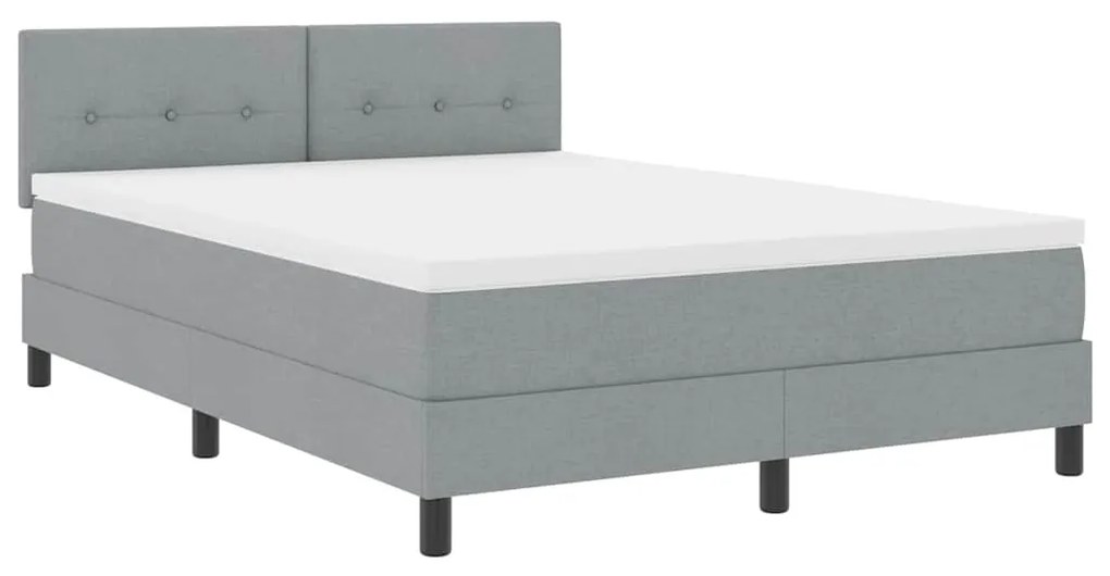 Cama Box com Colchão e Luz LED Cinza Claro 140x200 cm Tecido
