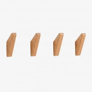 Pack De 4 Cabides De Parede Em Madeira Brana Madeira De Manga - Sklum