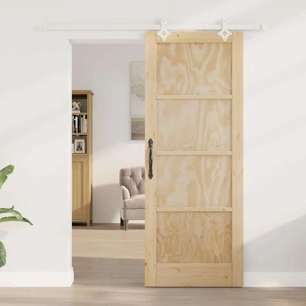 Porta Deslizante vidaXL com Conjunto de Ferragens 78 x 202 cm Madeira