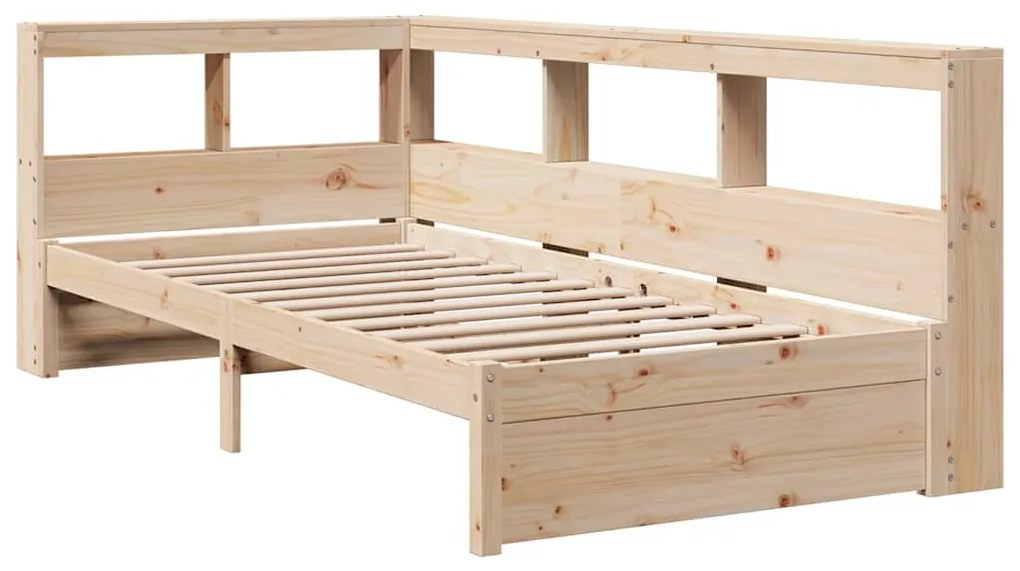 Cama com estante sem colchão 75x190 cm pinho maciço