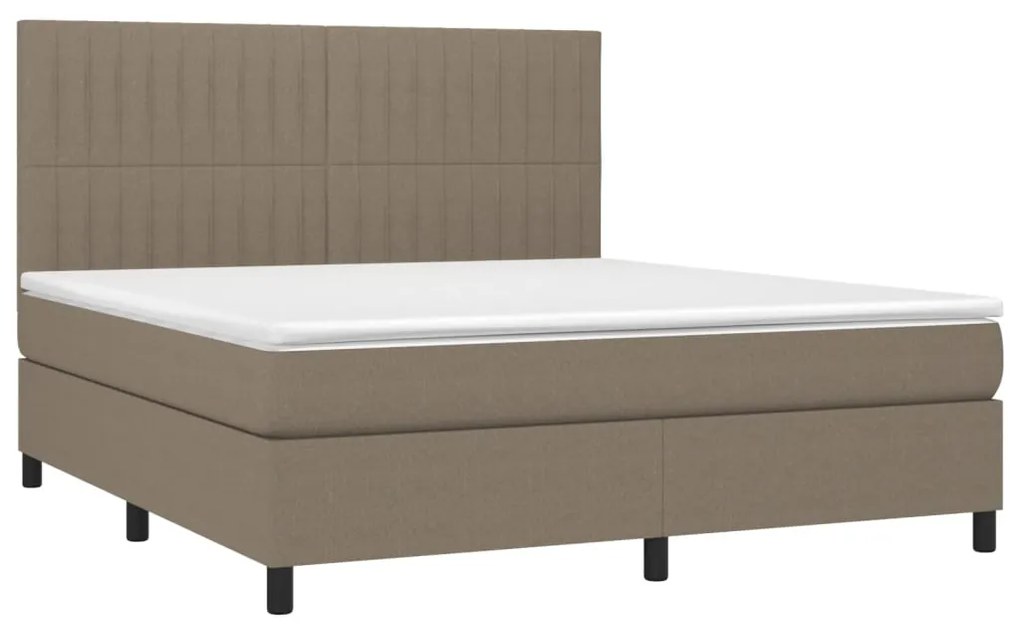 Cama box spring colchão/LED 160x200 cm tecido cinza-acastanhado