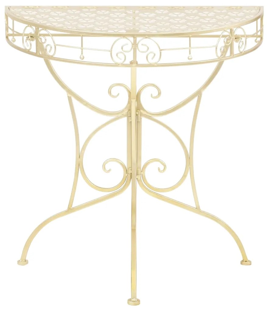 Mesa de apoio vintage semicircular metal 72x36x74 cm dourado