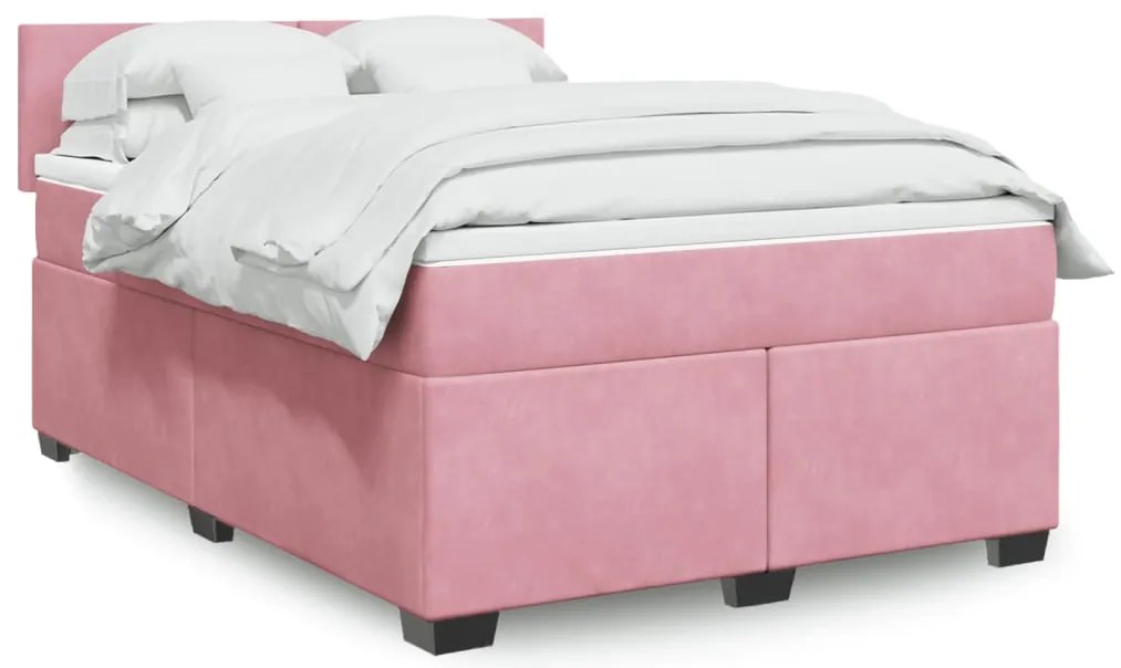 Cama com molas/colchão 140x190 cm veludo rosa
