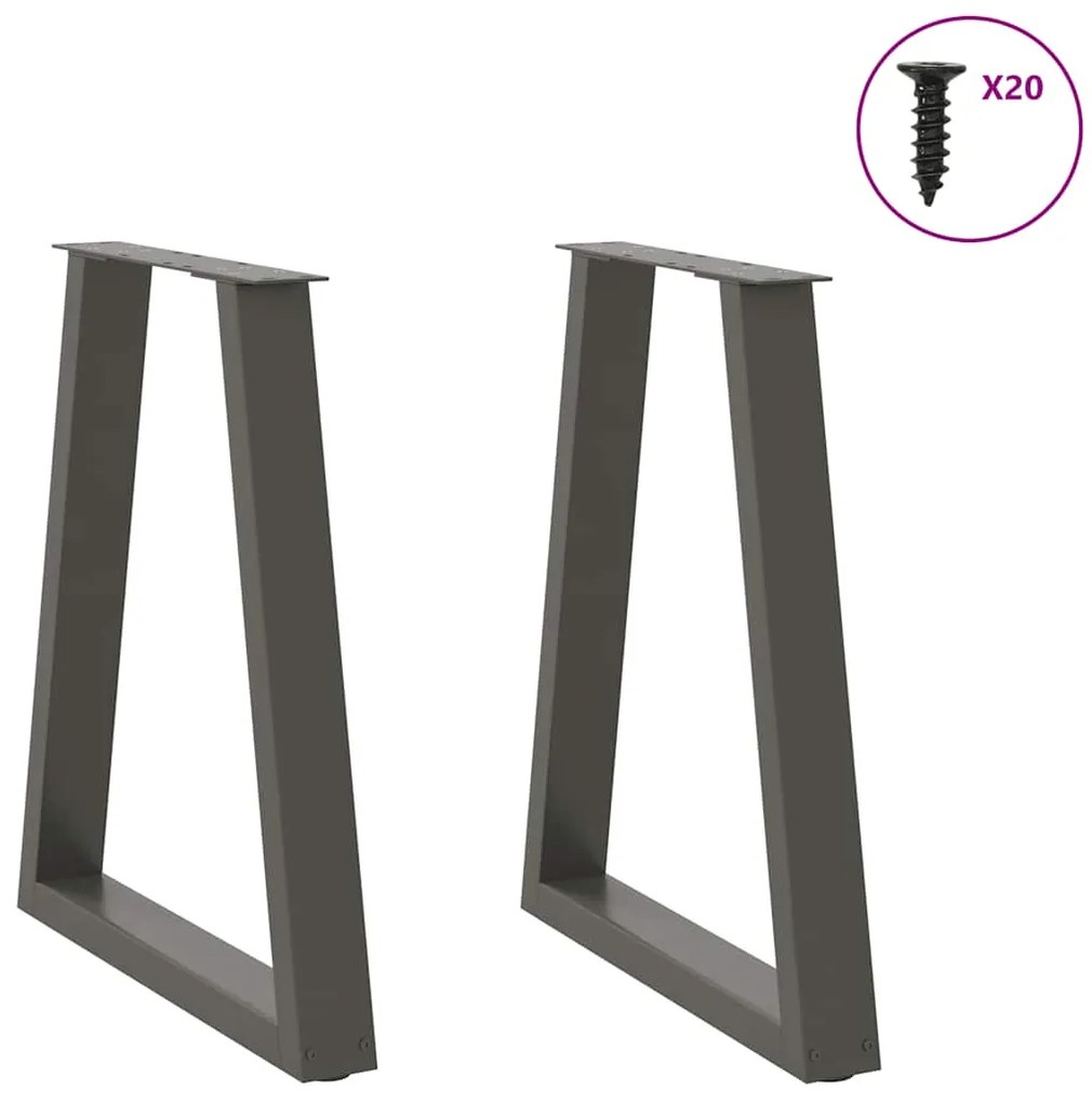 Pés para mesa de jantar em formato de V, 2 peças, antracite, 60x(72-73