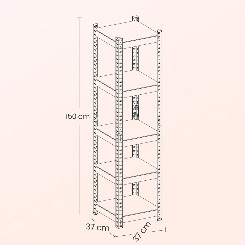 Estante de arrumação de 37 x 37 x 150 cm castanho + preto