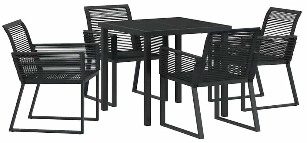 Conjunto de jantar de jardim de 5 peças em rattan sintético preto