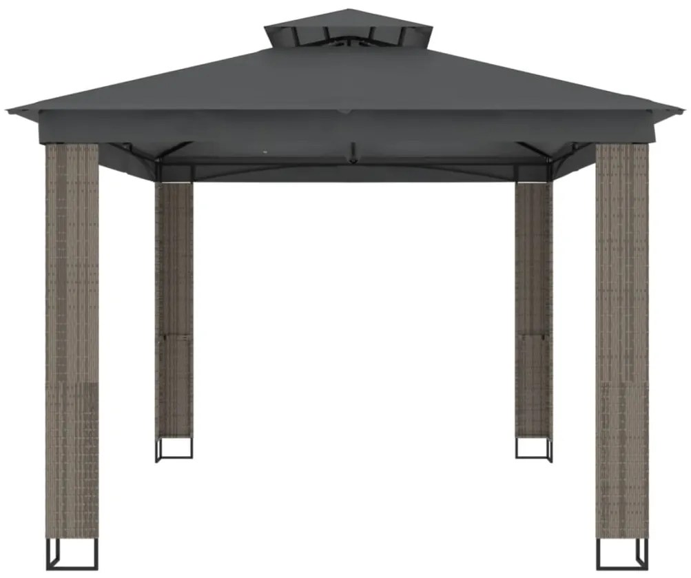 Gazebo com telhado duplo 3,94x2,96 m aço antracite