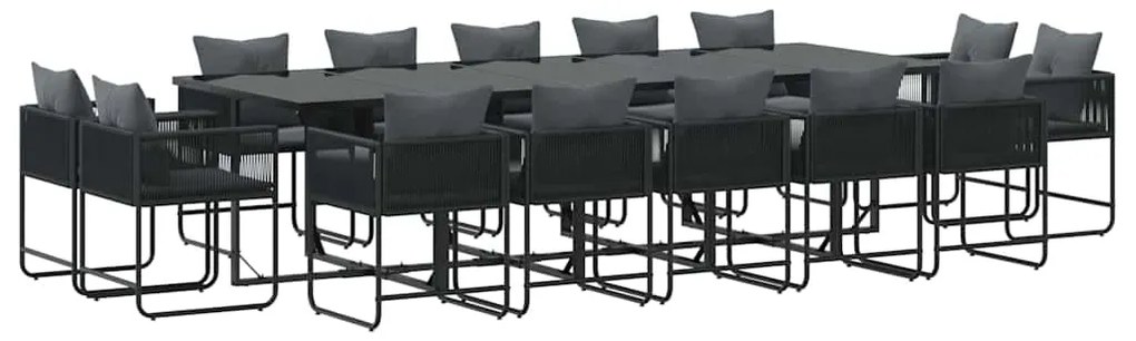 Conjunto de Jantar de Jardim vidaXL com 19 Peças e Almofadas Aço Preto