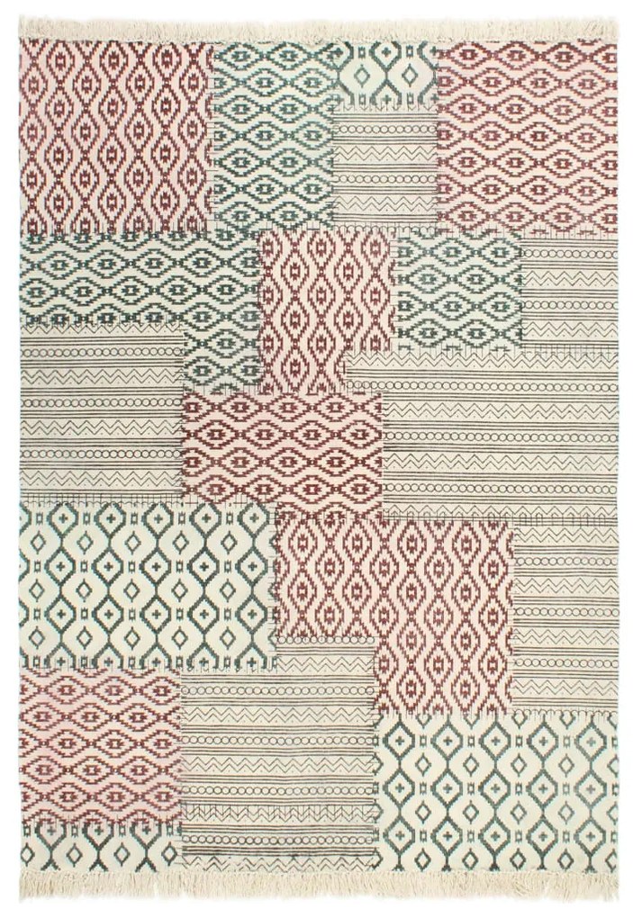287560 vidaXL Tapete Kilim tecido à mão 160x230 cm algodão padrão multicor