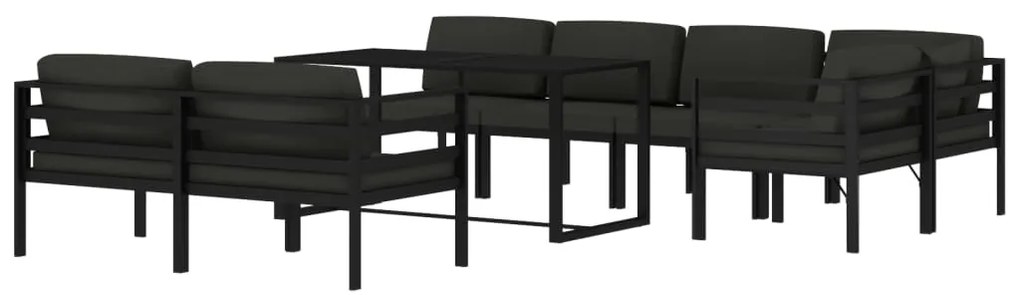 8 pcs conjunto lounge jardim com almofadões alumínio antracite