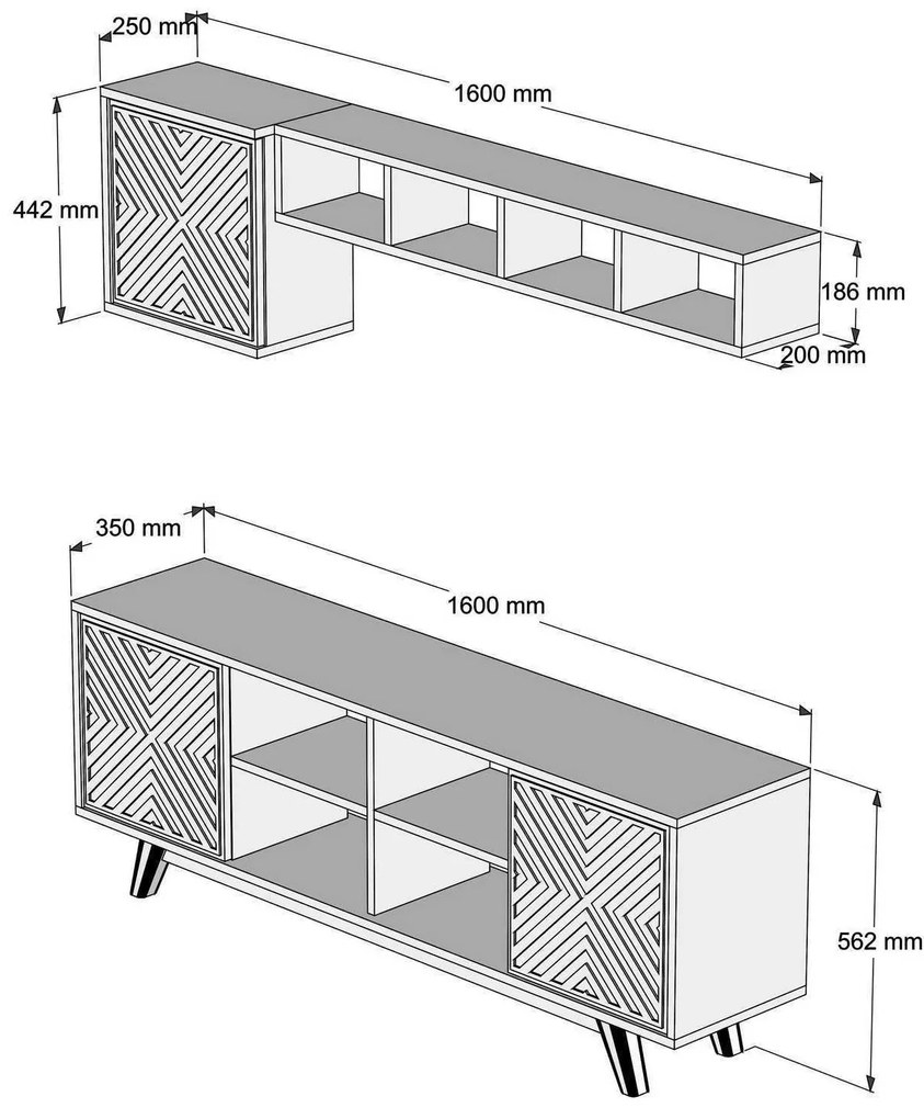 Móvel de TV Inci – Nogueira e Creme – 160 x 56,2 x 35 cm
