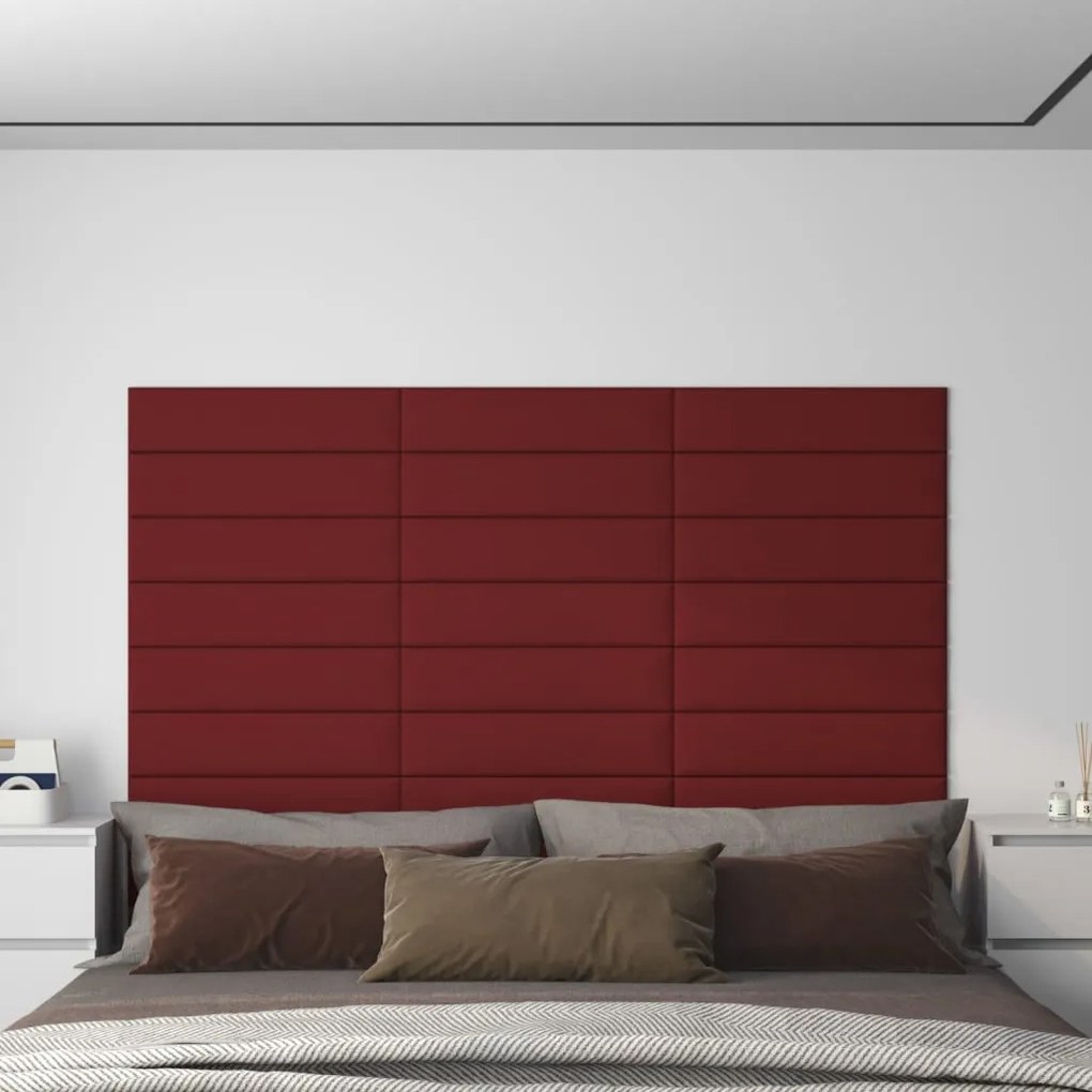 Painel parede 12 pcs 60x15 cm tecido 1,08 m² vermelho tinto