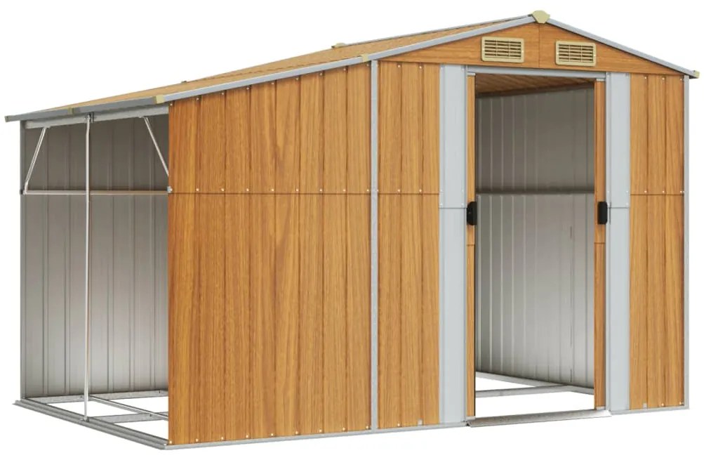 Abrigo de jardim 277x192,5x179cm aço galvanizado castanho-claro