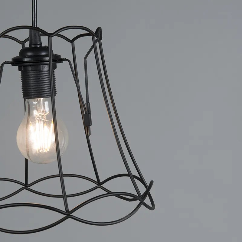 Candeeiro de suspensão retro preto 25 cm - Granny Frame Retro