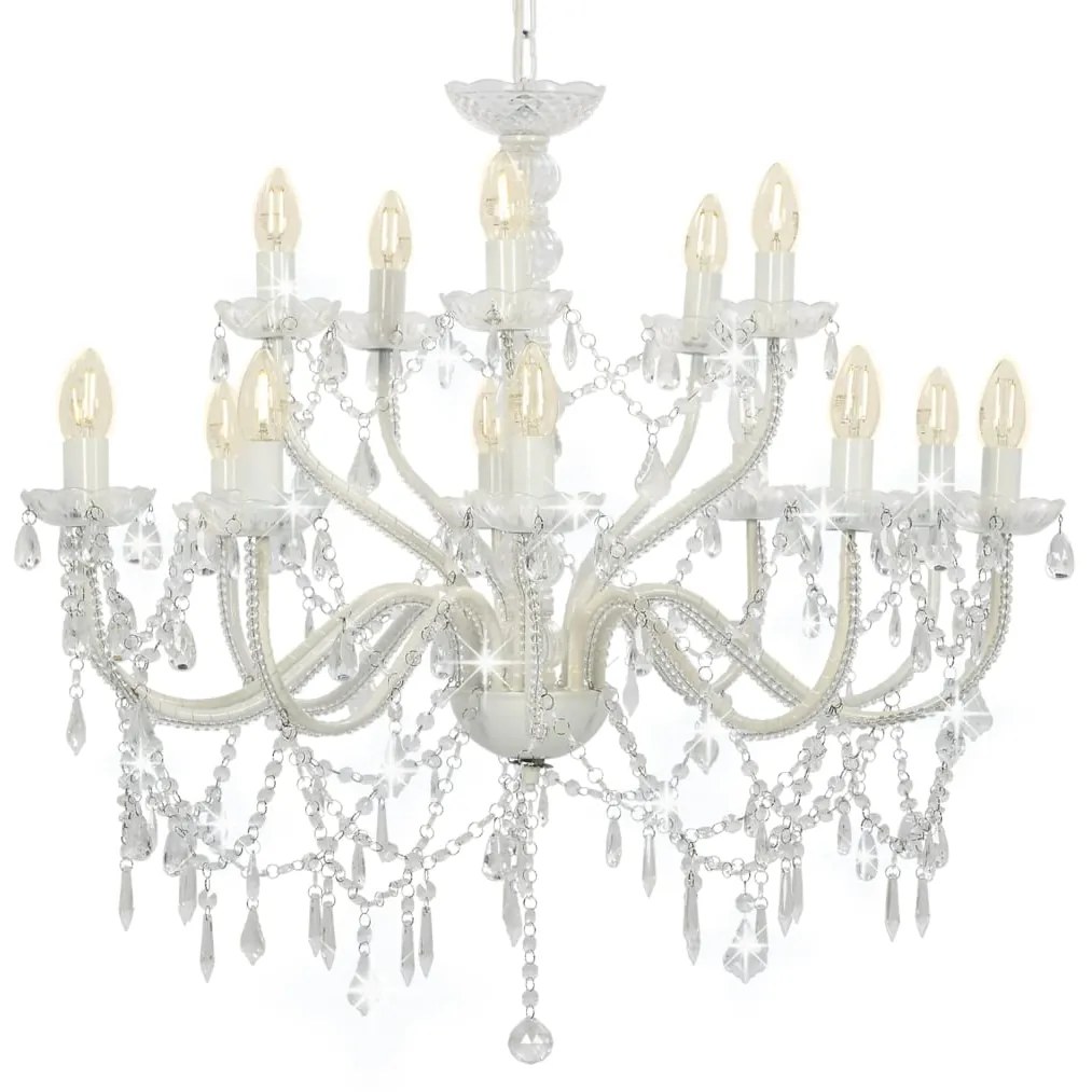 vidaXL Lustre com 2 andares branco 15 x lâmpadas E14