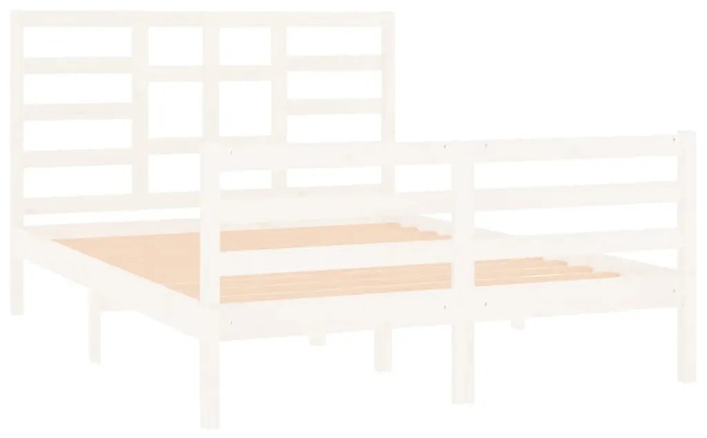 Estrutura de cama 140x190 cm madeira maciça branco