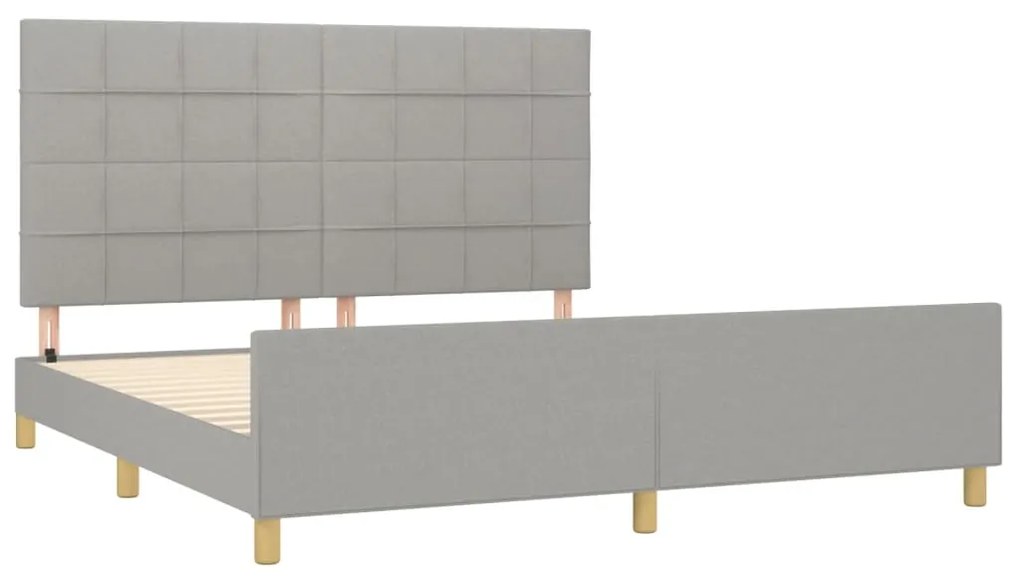 Estrutura de cama sem colchão 160x200 cm tecido cinzento-claro