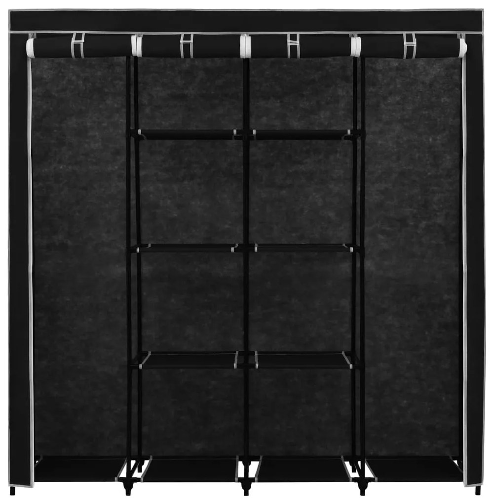 Roupeiro com 4 compartimentos 175x45x170 cm preto