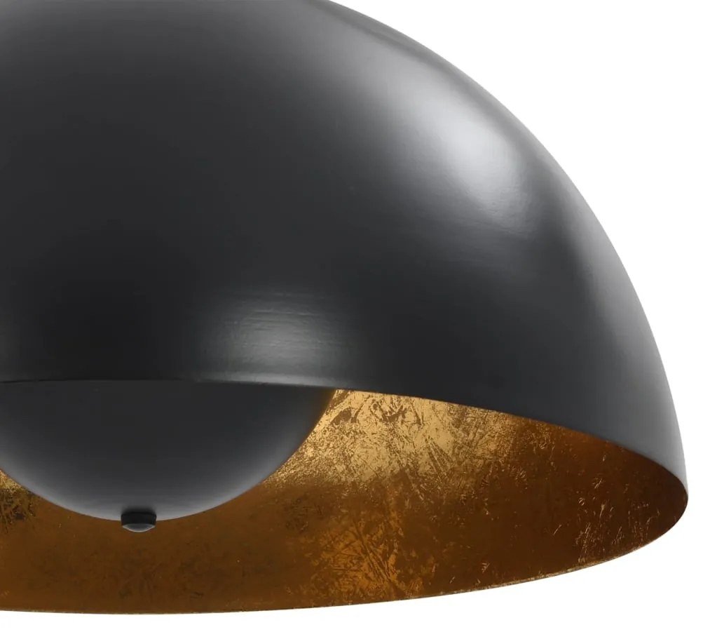 Candeeiros de teto 2 pcs semiesférico 40 cm E27 preto e dourado