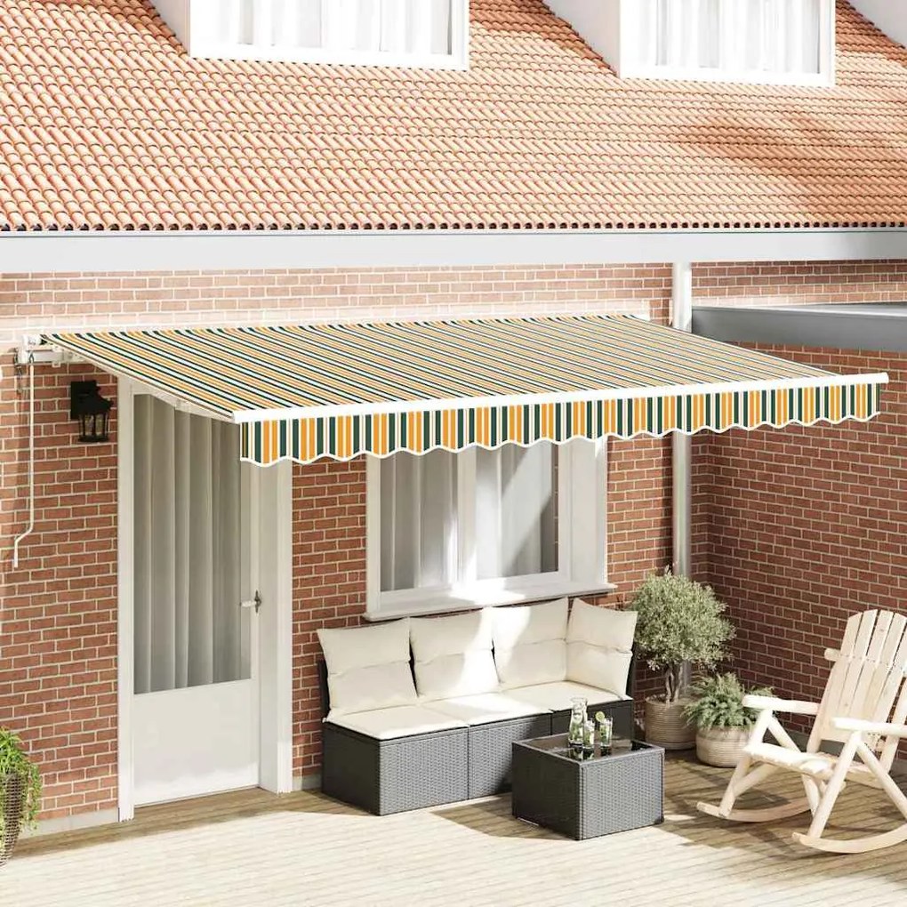 Toldo Retrátil Verde e Amarelo e Branco