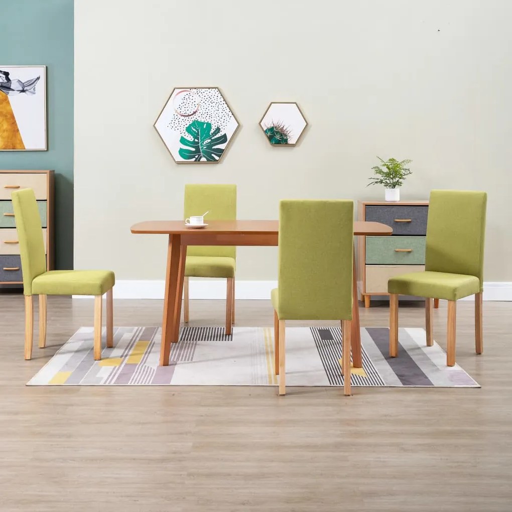 vidaXL Cadeiras de jantar 4 pcs tecido verde