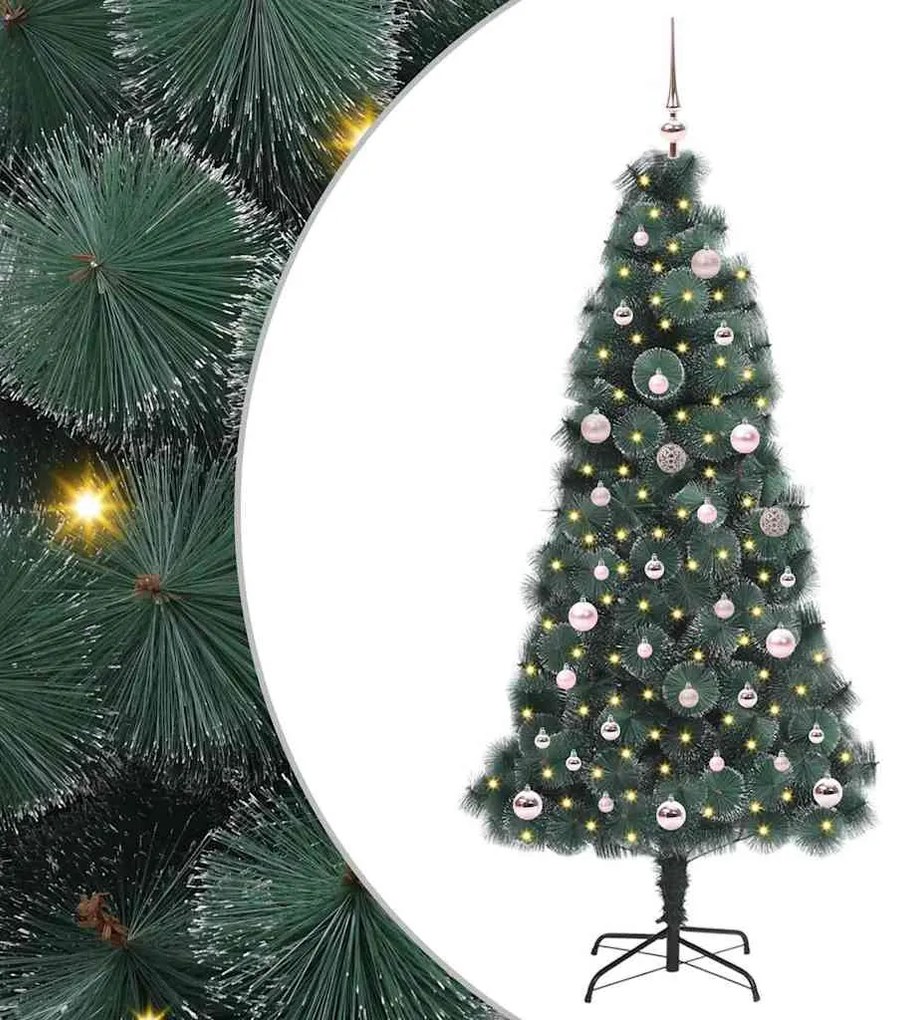 vidaXL Árvore de Natal Artificial Pré-iluminada com Conjunto de Bolas