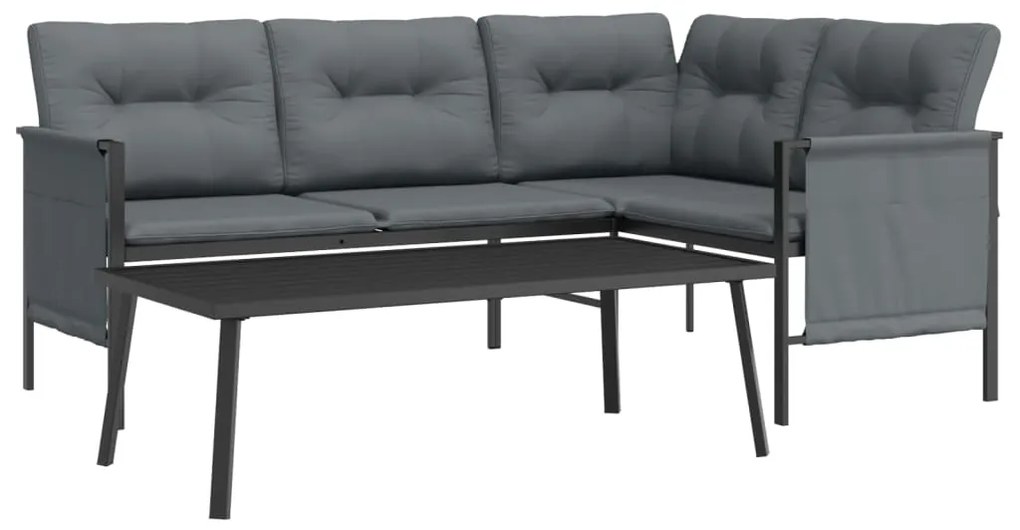 2 pcs conjunto lounge de jardim aço antracite