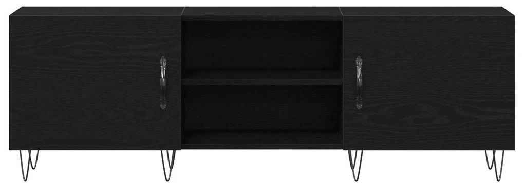 Armário para TV vidaXL Preto Carvalho 150x30x50 cm Madeira engenheirad